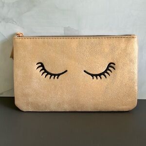 Stella and Dot Eyelash Metallic Pouch Rose Gold
